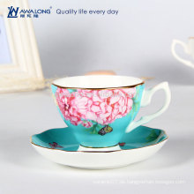 Hotsale königlichen Stil Miranda Fine Bone China Tee Tasse und Untertasse Blume Keramik Tasse und Sausers